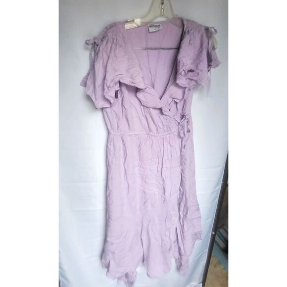 Shoreline Gorgeous Lightweight Flutter Sleeve Wrap Dress Lavendar Maxi Rayon XL - Picture 9 of 9